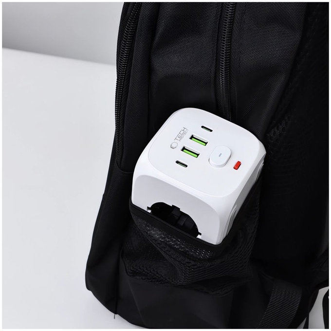 Wall charger PCL3X4 Power Socket 2 USB & 2 USB-C & 3 Socket, white, Tech-Protect