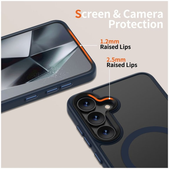 Case MagMat MagSafe for Samsung S25, Matte Navy, Tech-Protect