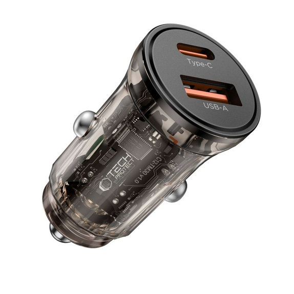 Car charger CC01 2-PORT PD 45W / QC3.0, black, Tech-Protect