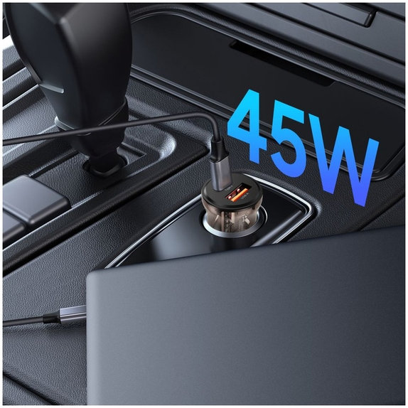 Car charger CC01 2-PORT PD 45W / QC3.0, black, Tech-Protect