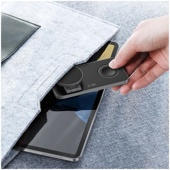 Wireless charger QI15W-A47 3IN1 Magnetic MagSafe, black, Tech-Protect