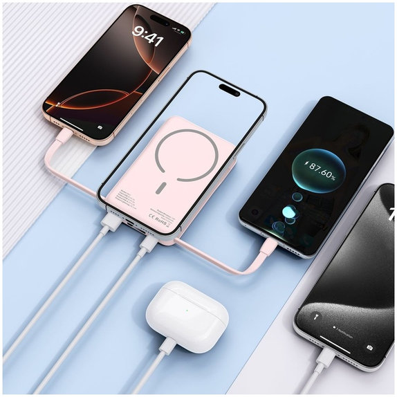 Power bank PB31 Lifemag MagSafe 10000mAh, pink, Tech-Protect