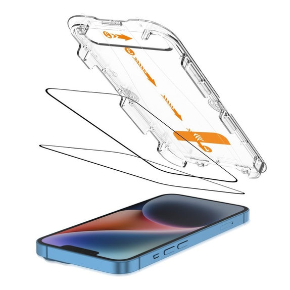 Tempered glass Quick Set+ 2-PACK for iPhone 13 / 13 Pro / 14 / 16E / 17E, black, Tech-Protect