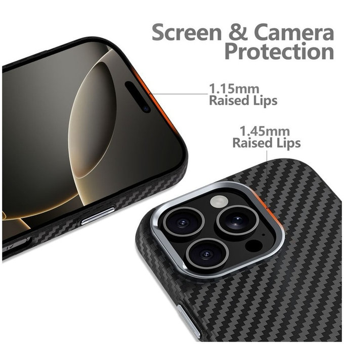 Case Ion Carbon MagSafe for Samsung S25 Ultra, black/silver, Tech-Protect