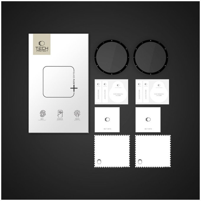 Hybrid glass Glass Flex+ 2-PACK for Garmin Venu 3, black, Tech-Protect