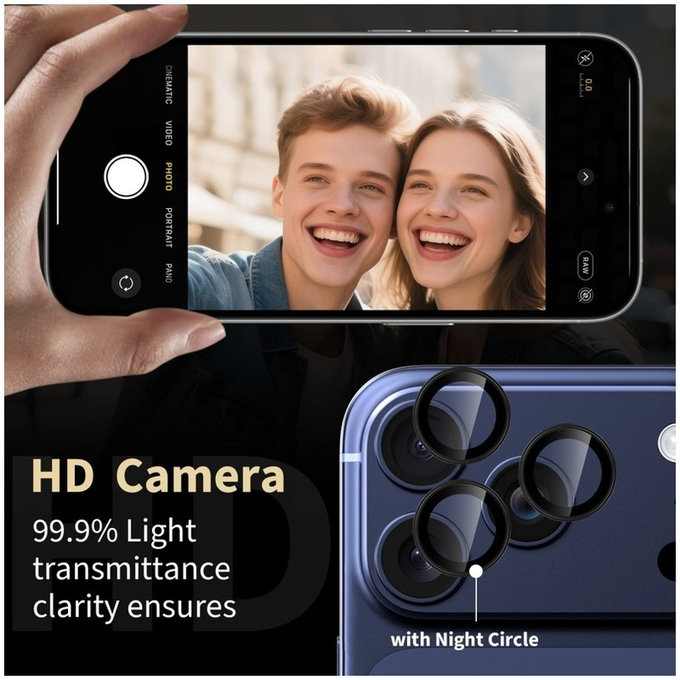 Camera lens protector Camring Fit+ for iPhone 14 Pro / Max / 15 Pro / Max / 16 Pro / Max / 17 Pro / Max, clear, Tech-Protect