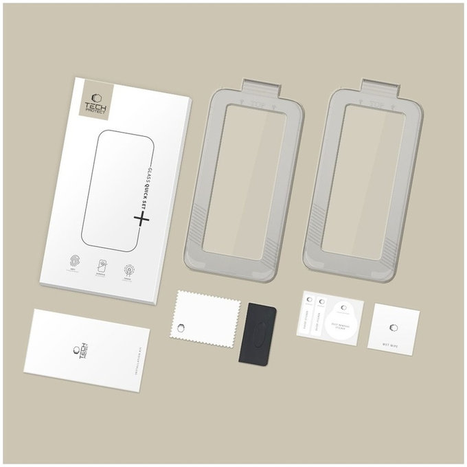 Tempered glass Quick Set+ 2-PACK for iPhone 17, black, Tech-Protect