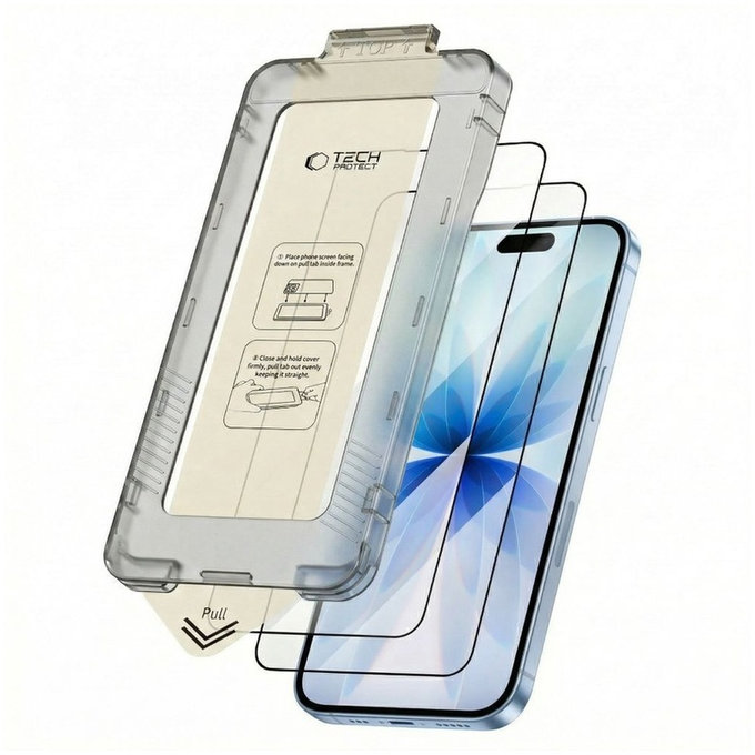 Tempered glass Quick Set+ 2-PACK for iPhone 17, black, Tech-Protect