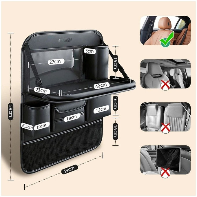 Backseat car organizer UCA100, black, Tech-Protect