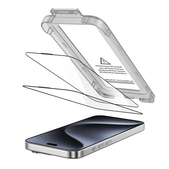 Tempered glass Quick Set+ 2-PACK for iPhone 15 Pro, black, Tech-Protect