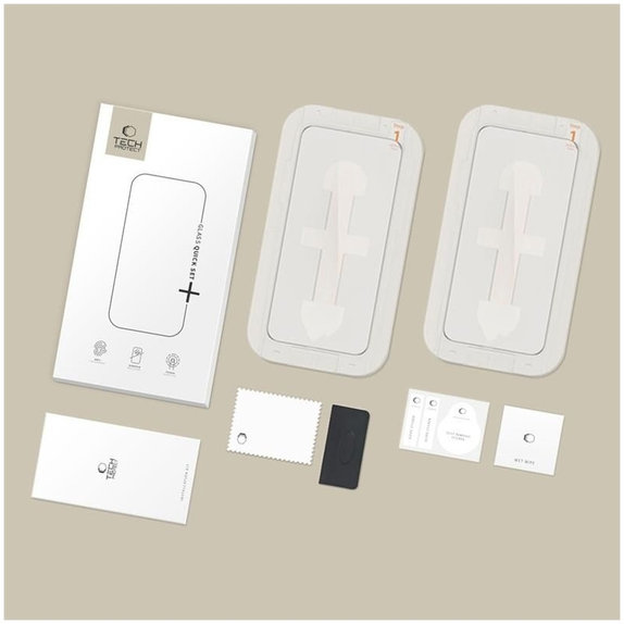 Tempered glass Quick Set+ 2-PACK for iPhone 15 Pro, black, Tech-Protect