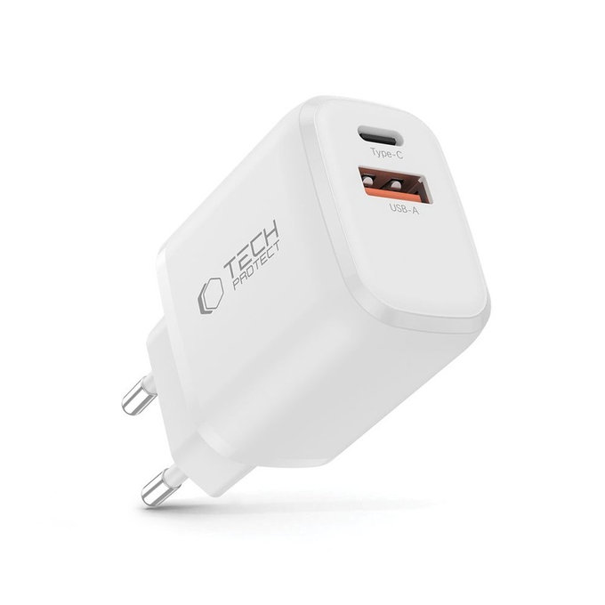 Wall charger NCA20 2-PORT PD 20W / QC3.0, white, Tech-Protect