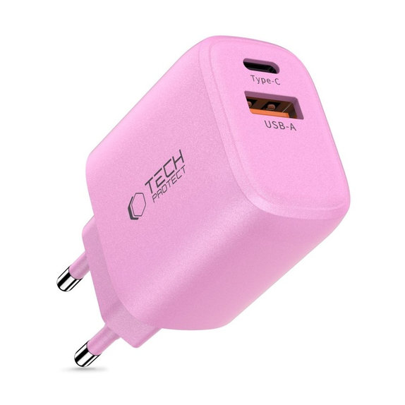 Wall charger NCA20 2-PORT PD 20W / QC3.0, Baby Pink, Tech-Protect