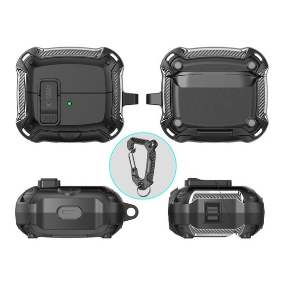 Earbuds case Carbonox MagSafe for Samsung Buds 3 / 3 FE / 3 Pro, black, Tech-Protect