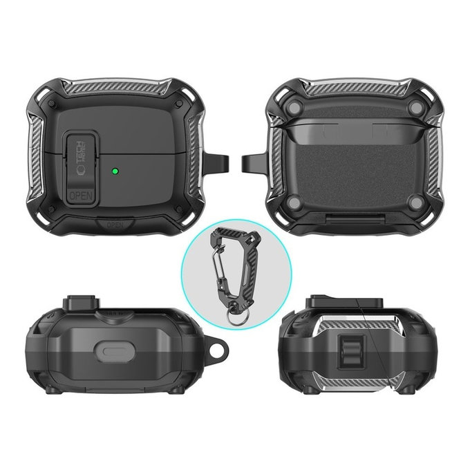 Earbuds case Carbonox MagSafe for Samsung Buds 3 / 3 FE / 3 Pro, black, Tech-Protect