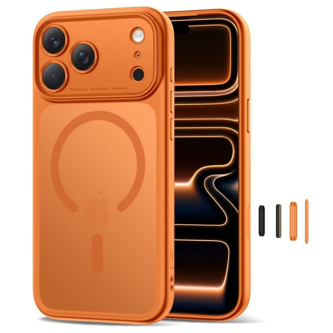 Case MagPeak MagSafe CC for iPhone 17 Pro Max, Matte Cosmic Orange, Tech-Protect