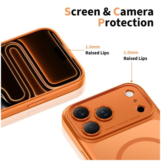 Case MagPeak MagSafe CC for iPhone 17 Pro Max, Matte Cosmic Orange, Tech-Protect