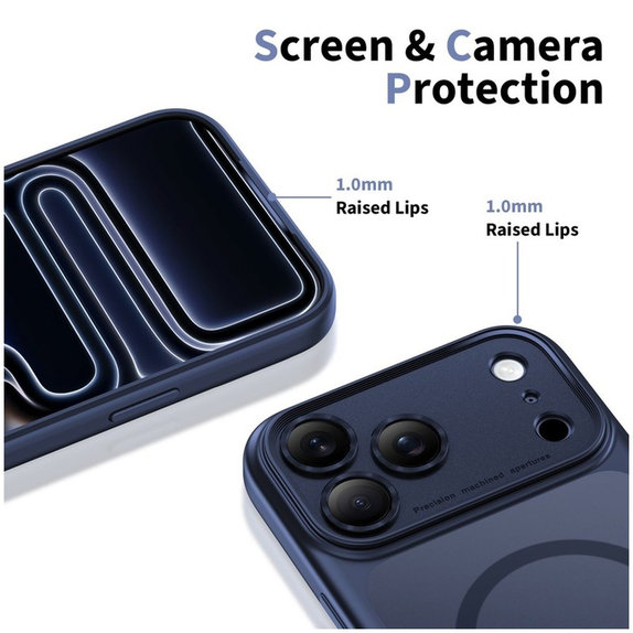 Case MagPeak MagSafe CC for iPhone 17 Pro, Matte Deep Blue, Tech-Protect