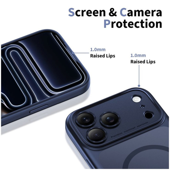 Case MagPeak MagSafe CC for iPhone 17 Pro, Matte Deep Blue, Tech-Protect