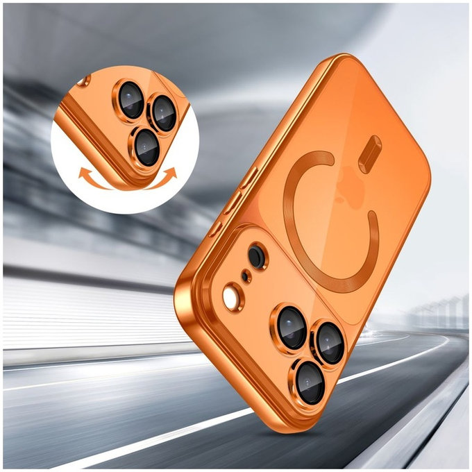 Case MagFlex MagSafe for iPhone 17 Pro, Shiny Cosmic Orange, Tech-Protect