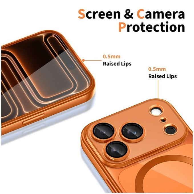 Case MagFlex MagSafe for iPhone 17 Pro, Shiny Cosmic Orange, Tech-Protect