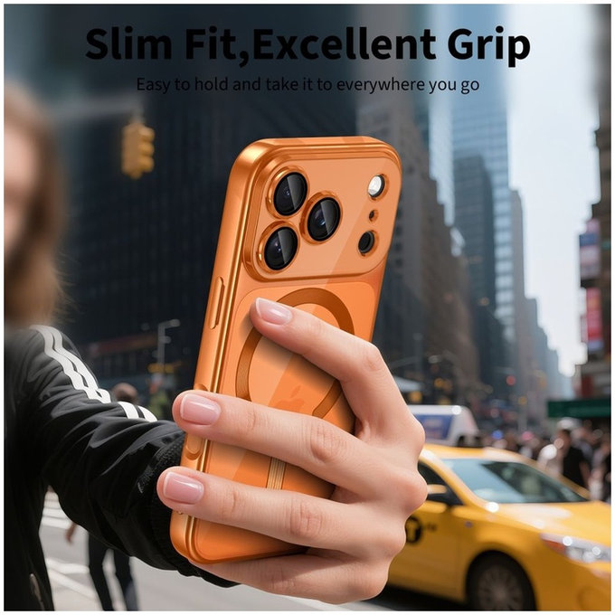 Case MagFlex MagSafe for iPhone 17 Pro, Shiny Cosmic Orange, Tech-Protect
