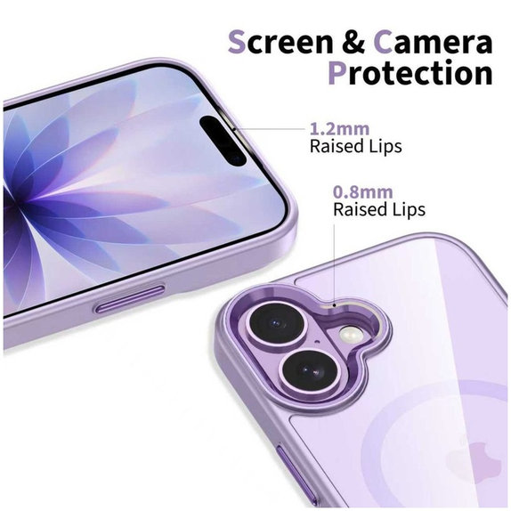 Case MagMat MagSafe for iPhone 17, Lavender/Clear, Tech-Protect