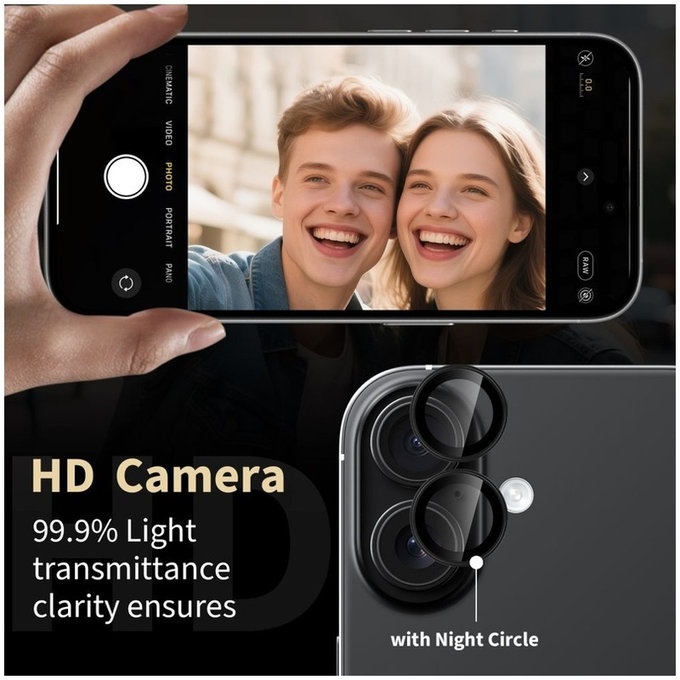 Camera lens protector Camring Fit+ for Xiaomi Poco M8 Pro / Redmi Note 15 Pro 5G / 15 Pro+ Plus 5G, black, Tech-Protect