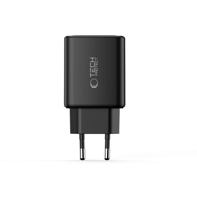 Wall charger NCA65W-GAN 3-PORT PD 65W / QC3.0, black, Tech-Protect