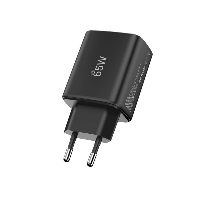 Wall charger NCA65W-GAN 3-PORT PD 65W / QC3.0, black, Tech-Protect