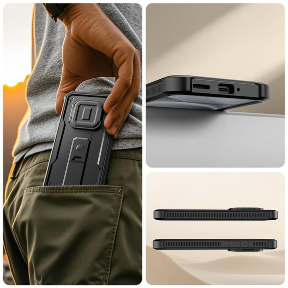 Case Kevlar Cam+ with 2 Front Frames for Xiaomi Redmi Note 15 Pro 5G, Black, Tech-Protect