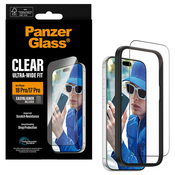 Tempered Glass UWF with Applicator for iPhone 18 Pro/17 Pro, Black, PanzerGlass