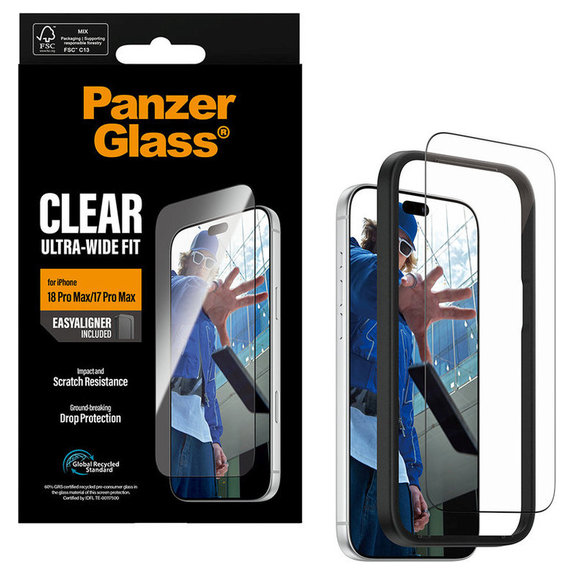 Tempered Glass UWF with Applicator for iPhone 18 Pro Max/17 Pro Max, Black, PanzerGlass