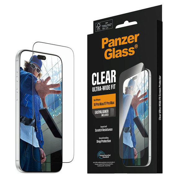 Tempered Glass UWF with Applicator for iPhone 18 Pro Max/17 Pro Max, Black, PanzerGlass