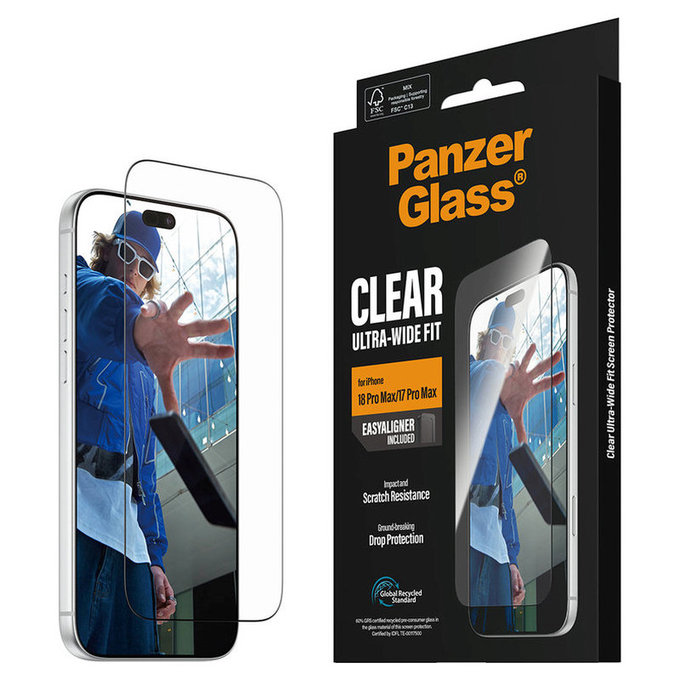 Tempered Glass UWF with Applicator for iPhone 18 Pro Max/17 Pro Max, Black, PanzerGlass