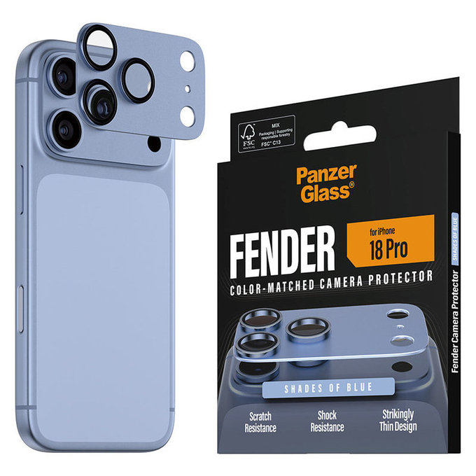Fender Camera Lens Protector for iPhone 18 Pro, Italian Blue, PanzerGlass