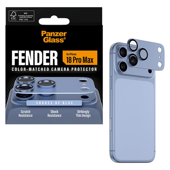 Fender Camera Lens Protector for iPhone 18 Pro Max, Italian Blue, PanzerGlass
