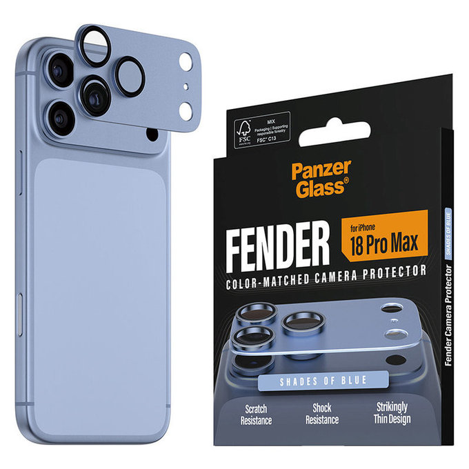 Fender Camera Lens Protector for iPhone 18 Pro Max, Italian Blue, PanzerGlass