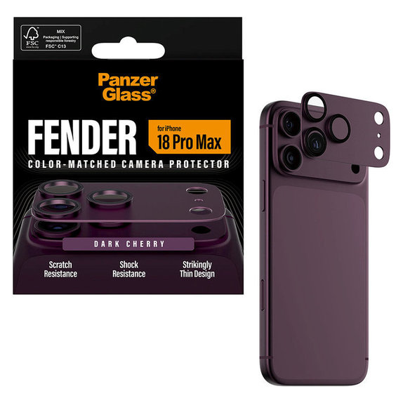 Fender Camera Lens Protector for iPhone 18 Pro Max, Dark Cherry, PanzerGlass