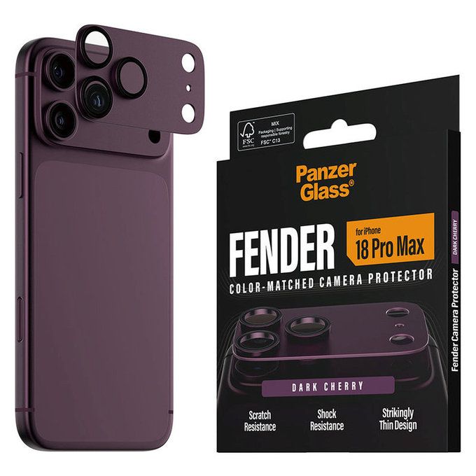 Fender Camera Lens Protector for iPhone 18 Pro Max, Dark Cherry, PanzerGlass