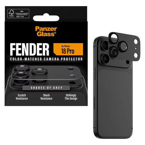 Fender Camera Lens Protector for iPhone 18 Pro, Shades of Grey, PanzerGlass