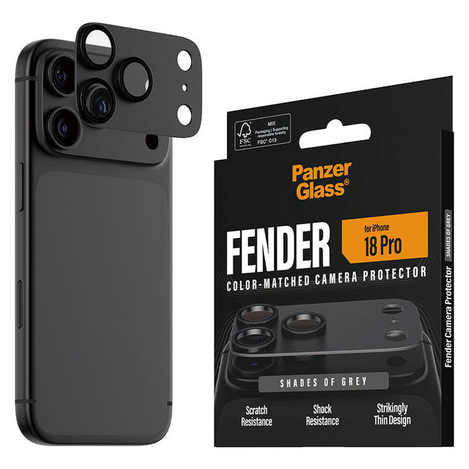Fender Camera Lens Protector for iPhone 18 Pro, Shades of Grey, PanzerGlass