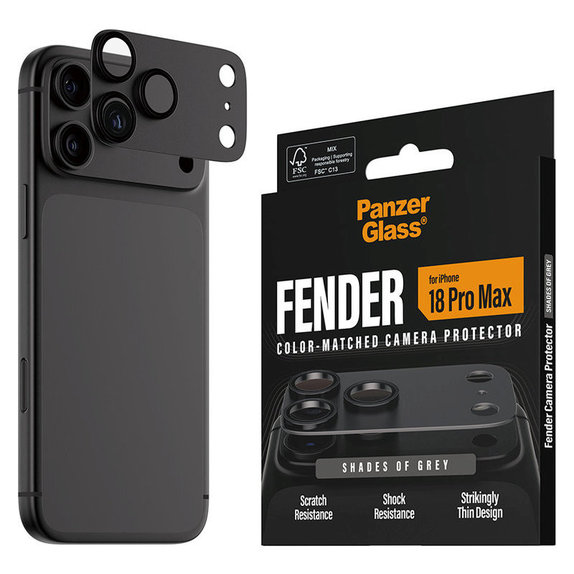 Fender Camera Lens Protector for iPhone 18 Pro Max, Shades of Grey, PanzerGlass