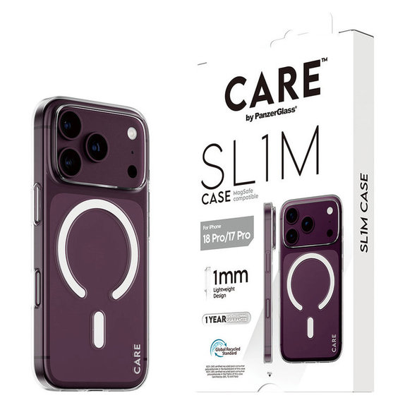Case SL1M with MagSAFE for iPhone 18 Pro/17 Pro/16e, Transparent, PanzerGlass
