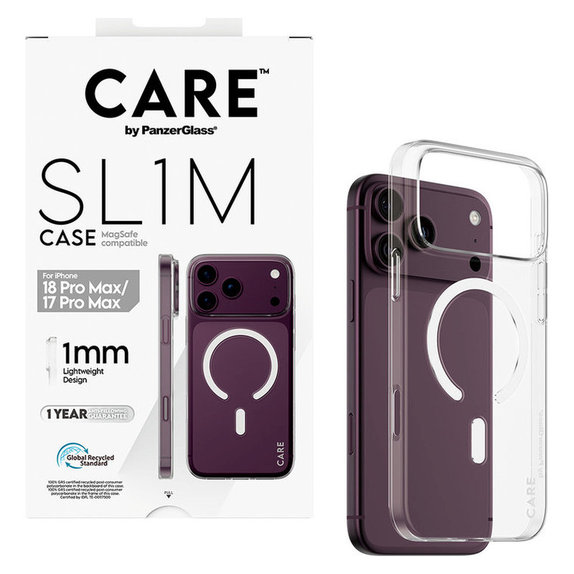 Case SL1M with MagSAFE for iPhone 18 Pro Max/17 Pro Max/16e, Transparent, PanzerGlass