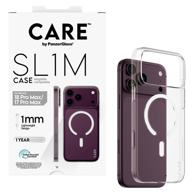 Case SL1M with MagSAFE for iPhone 18 Pro Max/17 Pro Max/16e, Transparent, PanzerGlass