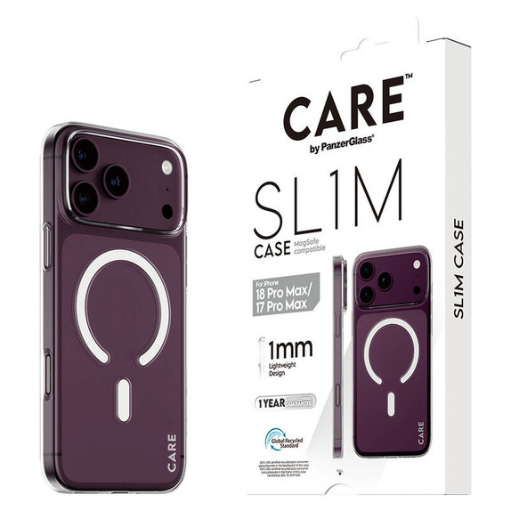 Case SL1M with MagSAFE for iPhone 18 Pro Max/17 Pro Max/16e, Transparent, PanzerGlass