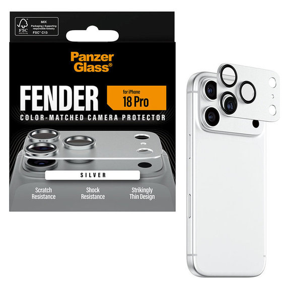 Fender Camera Lens Protector for iPhone 18 Pro, Silver, PanzerGlass