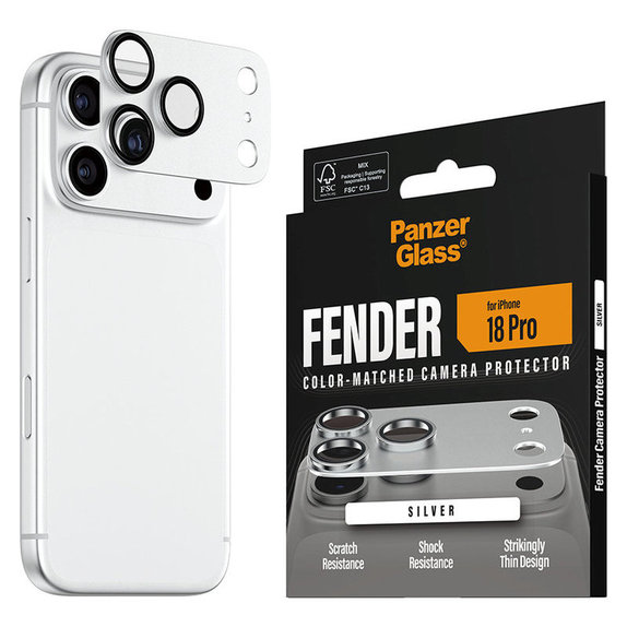 Fender Camera Lens Protector for iPhone 18 Pro, Silver, PanzerGlass