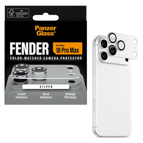 Fender Camera Lens Protector for iPhone 18 Pro Max, Silver, PanzerGlass